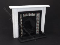 (image for) Miniature Coalbrookdale Tiled Fireplace and Fender Set for Dollhouses - White & Red