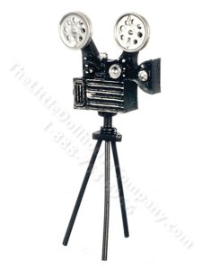 (image for) Miniature Antique Movie Camera on Tripod for Dollhouses