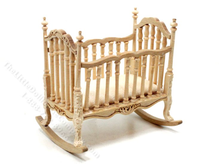(image for) Miniature Unfinished Cradle for Dollhouses