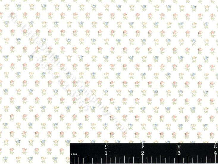 (image for) Blue, Pink, Yellow Flowers Miniature Wallpaper for Dollhouses