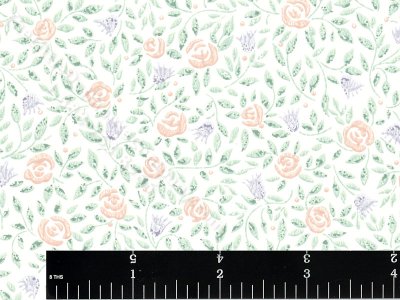 (image for) Peach, Purple, Green Floral Miniature Wallpaper for Dollhouses