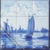(image for) Dollhouse Scale Model Sailing Scene Theme Decorative Wall Tiles