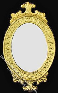 (image for) Miniature Gold Coloured Oval Mirror for Dollhouses