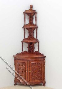 (image for) Miniature Madame Curie Walnut Corner Cabinet for Dollhouses