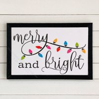 (image for) Miniature Rectangular Framed 'Merry and Bright' Board Print