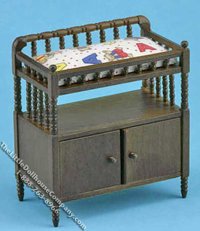 (image for) Miniature Walnut Changing Table for Dollhouses
