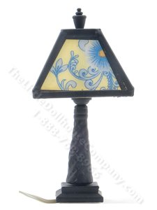 (image for) Miniature Ornate Tiffany Lamp For Dollhouses, Black