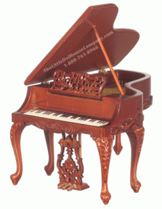 (image for) Miniature Walnut Piano for Dollhouses