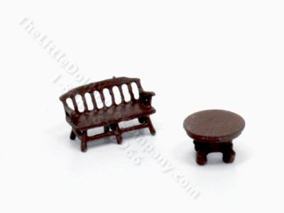 (image for) 1/144" Brown Bench and Table for Dollhouses