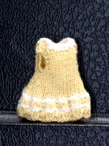(image for) Miniature Yellow and White Handknit Doll's Dress
