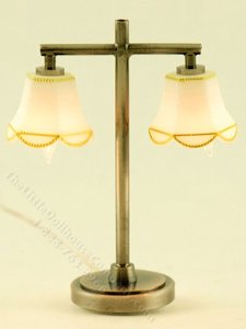 (image for) Dollhouse Scale Model, Floor Lamp with 2 Down Shade