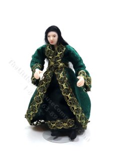 (image for) Miniature Handcrafted Vintage Medieval Doll in Green Velvet by Detta's Darling Dolls