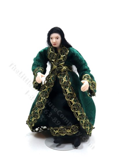 (image for) Miniature Handcrafted Vintage Medieval Doll in Green Velvet by Detta's Darling Dolls