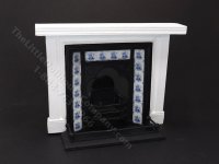 (image for) Miniature Coalbrookdale Tiled Fireplace and Fender Set for Dollhouses - Delft Blue