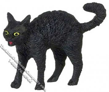 (image for) Miniature Black Cat Posturing with Arched Back for Dollhouses
