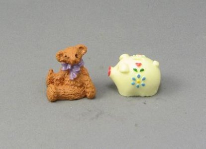 (image for) Dollhouse Miniature Teddy Bear and Piggy Bank