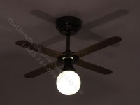 (image for) Dollhouse Scale Model Globe Light Ceiling Fan w/ Wand - Black