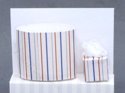 (image for) Miniature Striped Waste Paper Basket & Tissue Box for Dollhouses