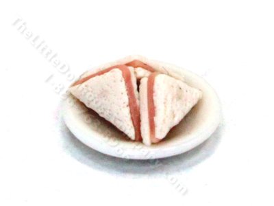(image for) 1:24 Scale Miniature Triangle Sandwiches on a Plate by Mouse House