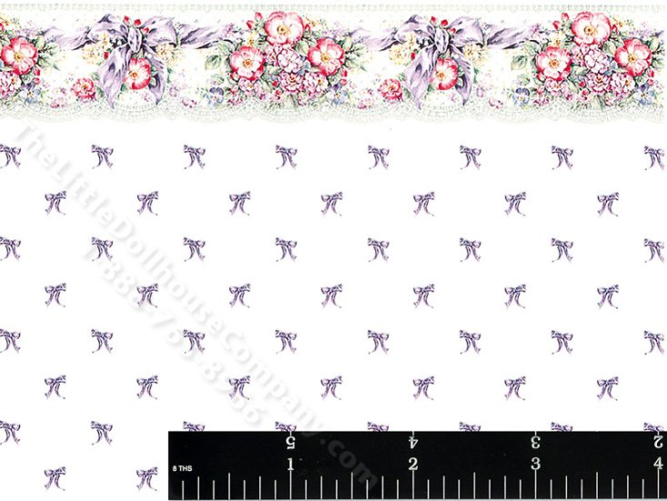 (image for) Flowers & Bows Pattern Miniature Wallpaper for Dollhouses