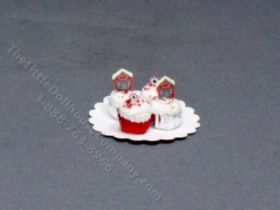 (image for) Dollhouse Scale Model Gingerbread House Cupcakes
