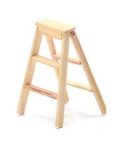 (image for) Miniature Folding Wooden Step Ladder for Dollhouses