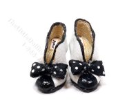 (image for) Miniature Black and White Leather Ladies Shoes by Judith Blondell for Dollhouses