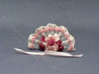 (image for) Vintage Miniature Dark Pink Lace Fan for Dollhouses