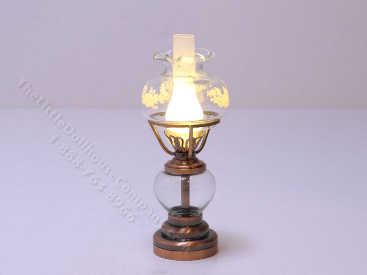 (image for) Miniature LED Glass Oil Lamp with Wand for Dollhouse - Copper
