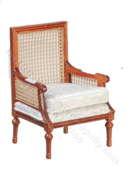 (image for) Miniature Caned Walnut Bergere Chair for Dollhouses