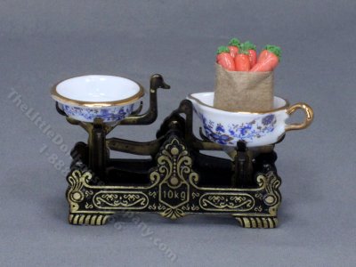 (image for) Miniature Kitchen Scales and Carrots for Dollhouses
