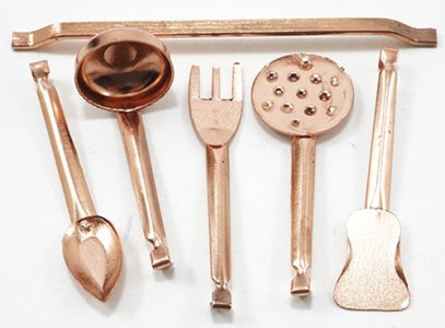 (image for) Miniature Copper Kitchen Rack with Utensils