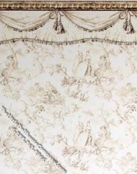 (image for) Tan Toile with Swag Pattern Miniature Wallpaper for Dollhouses