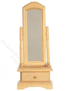 (image for) Miniature Oak Standing Mirror for Dollhouses
