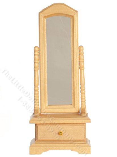 (image for) Miniature Oak Standing Mirror for Dollhouses