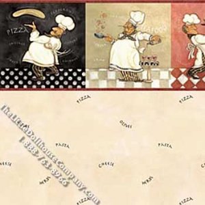 (image for) As Is Chef Word Toss Pattern Miniature Wallpaper for Dollhouses