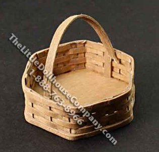 (image for) Miniature Large Six Sided Wooden Basket for Dollhouses