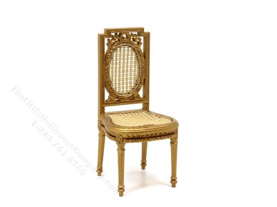 (image for) Miniature Caned Louis XVI Dining Chair for Dollhouses - Gold