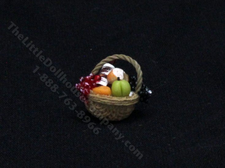 (image for) 1:24 Scale Miniature Picnic Bakset for Dollhouses
