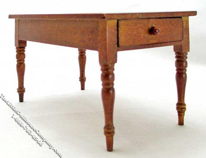(image for) Miniature Small Walnut Country Table for Dollhouses