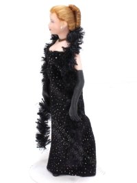 (image for) Miniature Porcelain Helen Doll in Formal Gown by Cindy's Dolls