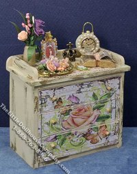 (image for) Miniature Dresser with Flower Motif for Dollhouses