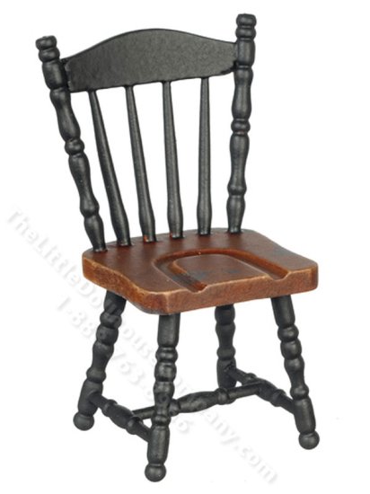 (image for) Miniature Black/Walnut Side Chair for Dollhouses