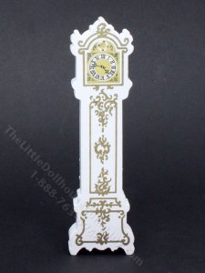 (image for) 1/18th Scale Miniature White Grandfather Clock for Dollhouses