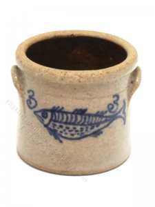 (image for) Miniature Stoneware Bucket Crock with Fish