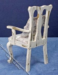 (image for) Miniature White Distressed Arm Chair for Dollhouses