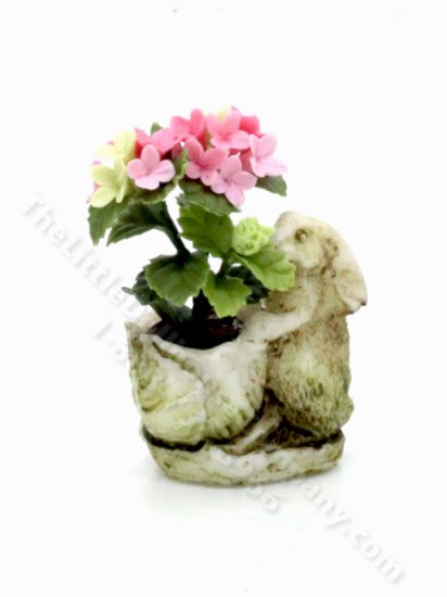 (image for) Miniature Rabbit with Lettuce and Kalanchoe Figurine