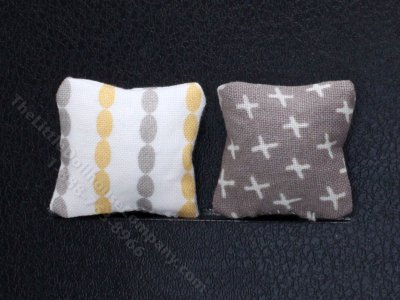 (image for) Miniature Pair of Grey and Yellow Pillows for Dollhouses