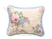 (image for) Miniature Pink & Blue Roses Pillow for Dollhouses