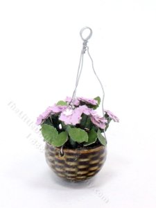 (image for) Miniature Hanging Pot of Hydrangeas for Dollhouses